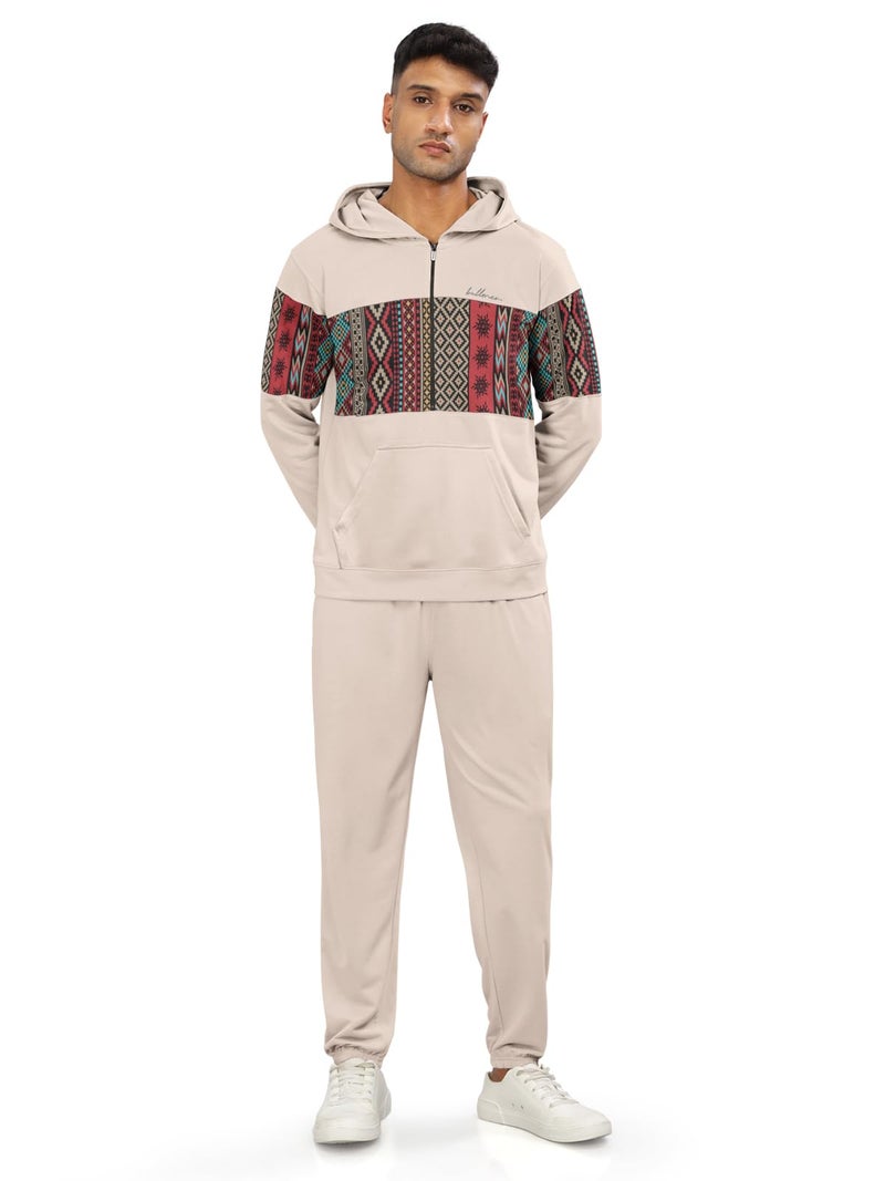 BULLMER Trendy Clothing Set With Hoodie & Pants Co-Ords For Men_Beige_Medium,Jogging Suit - Image 1