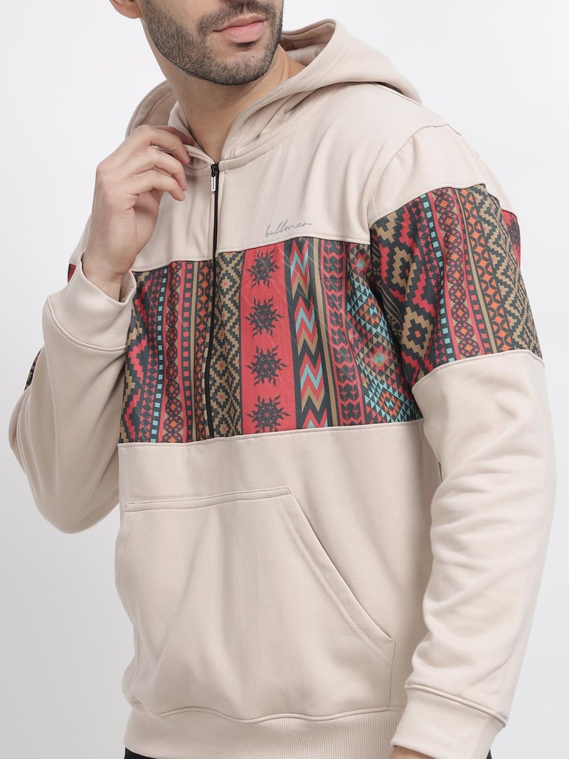BULLMER Trendy Clothing Set With Hoodie & Pants Co-Ords For Men_Beige_Medium,Jogging Suit - Image 4