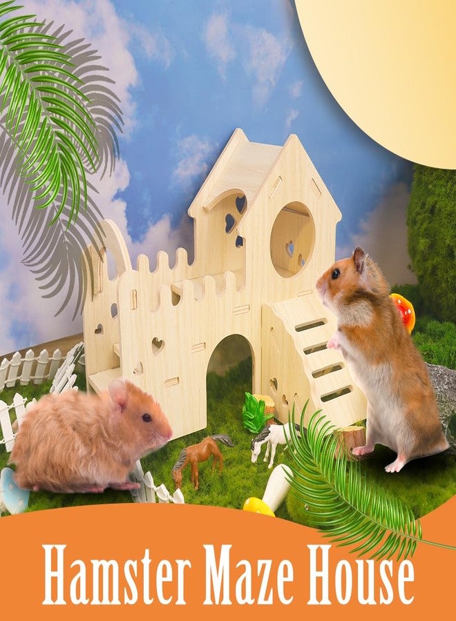 kcrygogo Wooden Hamster House with Slide & Ladder | Solid Wood, Safe to Chew | DIY Assembly, Sturdy & Durable(for Small Hamsters only.) - Image 2