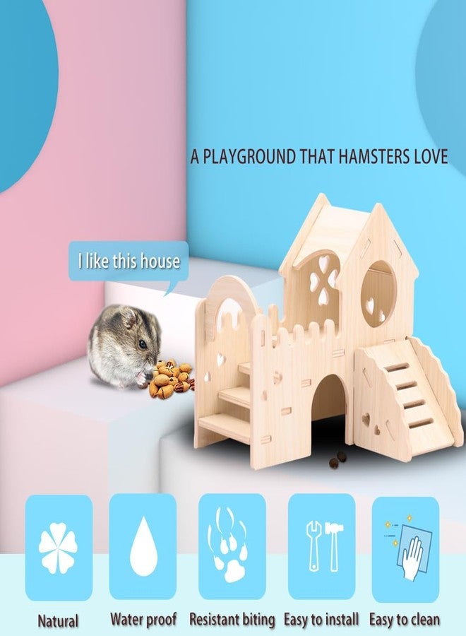 kcrygogo Wooden Hamster House with Slide & Ladder | Solid Wood, Safe to Chew | DIY Assembly, Sturdy & Durable(for Small Hamsters only.) - Image 5