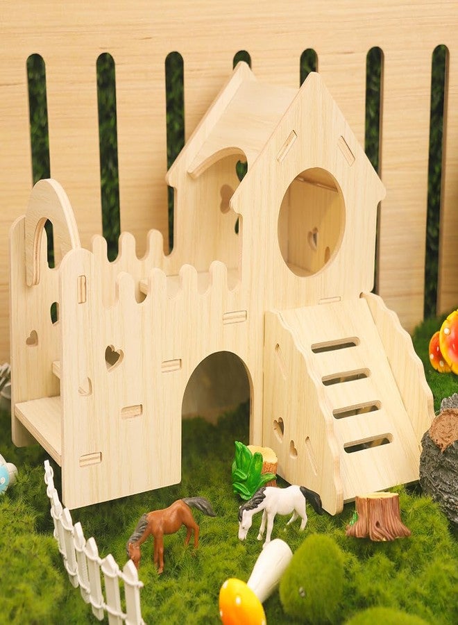 kcrygogo Wooden Hamster House with Slide & Ladder | Solid Wood, Safe to Chew | DIY Assembly, Sturdy & Durable(for Small Hamsters only.) - Image 3