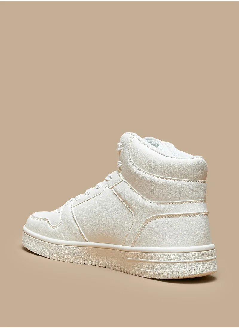 كابا Womens Solid High Top Sneakers with Lace Up Closure