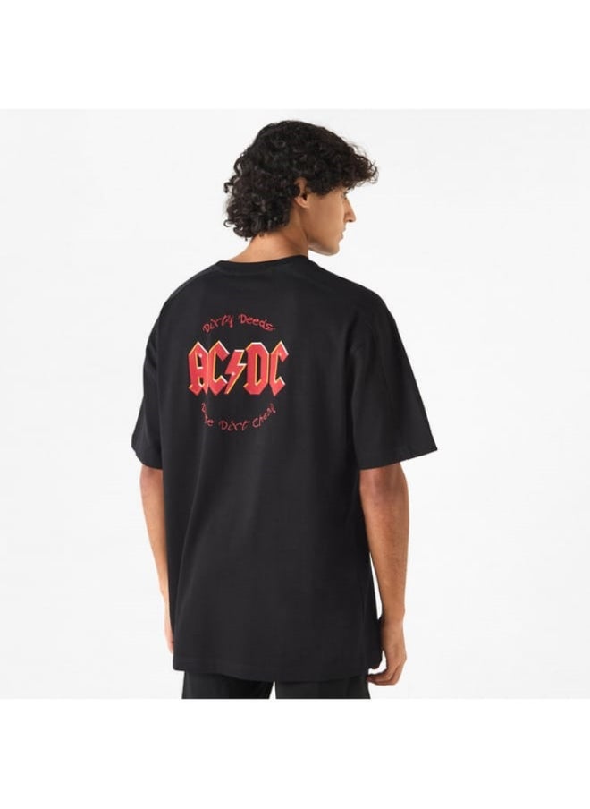 SP Characters ACDC Print Crew Neck T-shirt with Short Sleeves and Chest Pocket  - Image 4
