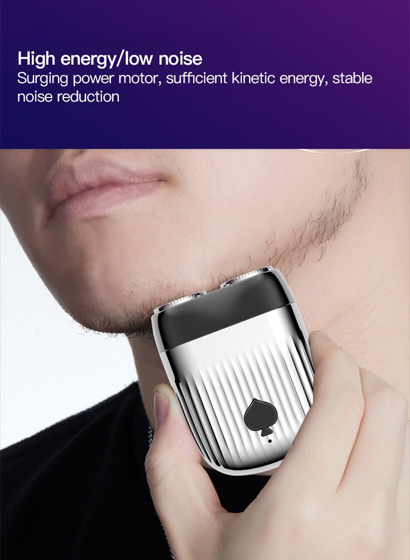 Sharpdo ماكينة حلاقة كهربائية دوارة لاسلكية صغيرة محمولة مقاومة للماء وقابلة لإعادة الشحن عبر USB للرجال | ماكينة حلاقة كهربائية بحجم الجيب قابلة للغسل، ماكينة حلاقة برأسين - Image 3