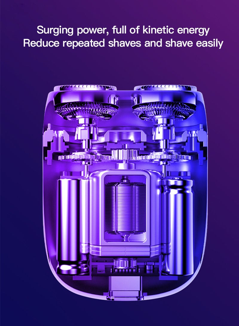Sharpdo ماكينة حلاقة كهربائية دوارة لاسلكية صغيرة محمولة مقاومة للماء وقابلة لإعادة الشحن عبر USB للرجال | ماكينة حلاقة كهربائية بحجم الجيب قابلة للغسل، ماكينة حلاقة برأسين - Image 4
