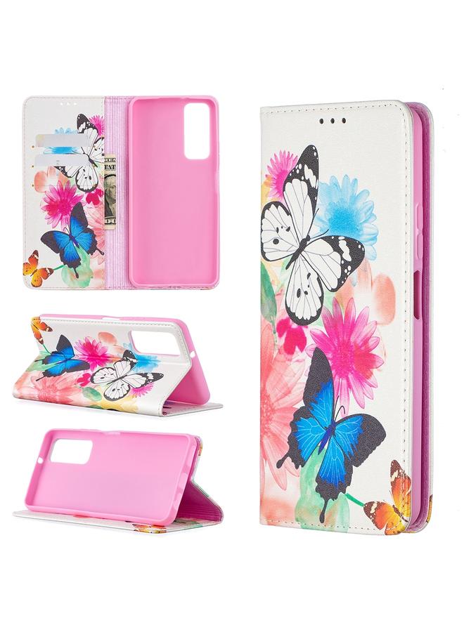 Zaboon Case For Huawei P smart 2021 / Y7a Colored Drawing Pattern Invisible Magnetic Horizontal Flip PU Leather Case with Holder & Card Slots & Wallet - Image 1