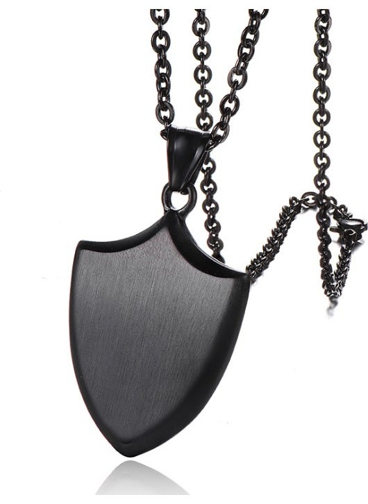 Large Shield Design Matte Black Steel Men's Necklace EK01SY - pzsku/ZF154F80DA72520A7AFCEZ/45/_/1725793859/cd01515d-f65a-4d61-86b9-e0e2c7cd9eee