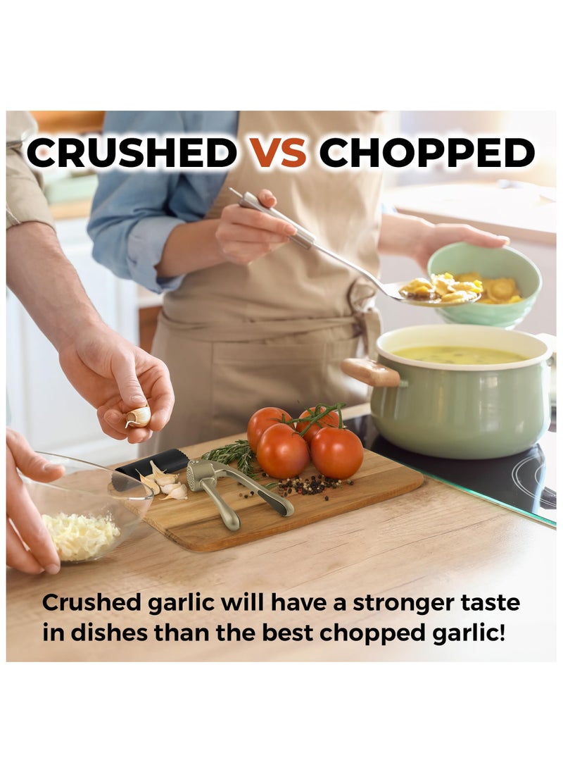 Generic Garlic Press Set,Bigger Bowl Bigger Garlic,Rust Proof,Dishwasher Safe Garlic Mincer Tool - Easy-Squeeze, Easy-Clean Silicone Garlic Peeler  Brush  - Image 4