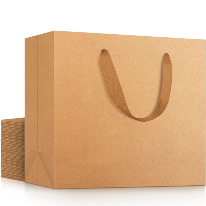 EUSOAR Gift Wrap Bags with Handles 20 Pack 106x31x83 inches Small Kraft Paper Bags in Bulk Heavy Duty Totes for Wedding Grocery Boutique Retail Business Party Favors Birthdays