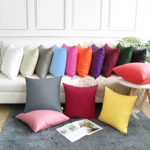 Thmyo 4-Pack 100% Cotton Comfortable Solid Decorative Throw Pillow Case, Square Cushion Cover Pillowcase Sublimation Blank Pillow Covers DIY Throw Pillowcase for Sofa(20x20 inch/ 50x50cm,Dark Grey) - Image 4