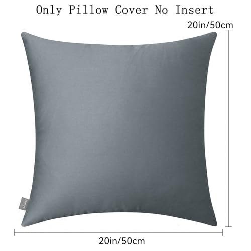 Thmyo 4-Pack 100% Cotton Comfortable Solid Decorative Throw Pillow Case, Square Cushion Cover Pillowcase Sublimation Blank Pillow Covers DIY Throw Pillowcase for Sofa(20x20 inch/ 50x50cm,Dark Grey) - Image 5
