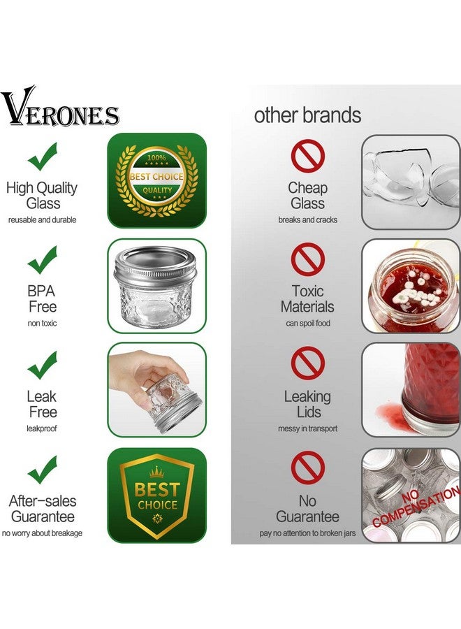 VERONES Mason/Canning Jars, 4 OZ Jelly Jars With Regular Lids and Bands, Ideal for Jam, Honey, Wedding/Shower Favors, DIY Spice Jars, 16 PACK, Extra 16 Lids - Image 5