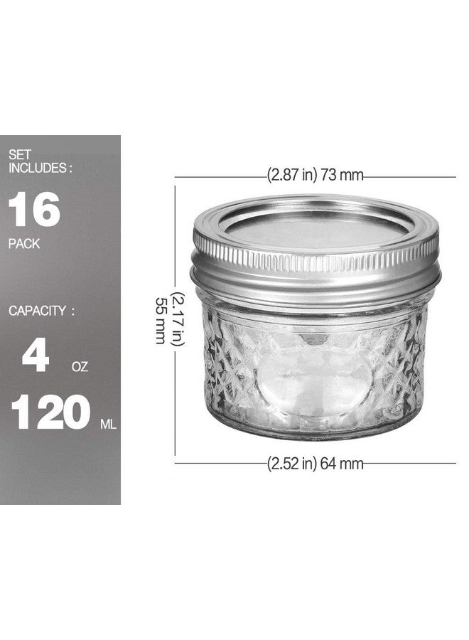 VERONES Mason/Canning Jars, 4 OZ Jelly Jars With Regular Lids and Bands, Ideal for Jam, Honey, Wedding/Shower Favors, DIY Spice Jars, 16 PACK, Extra 16 Lids - Image 2