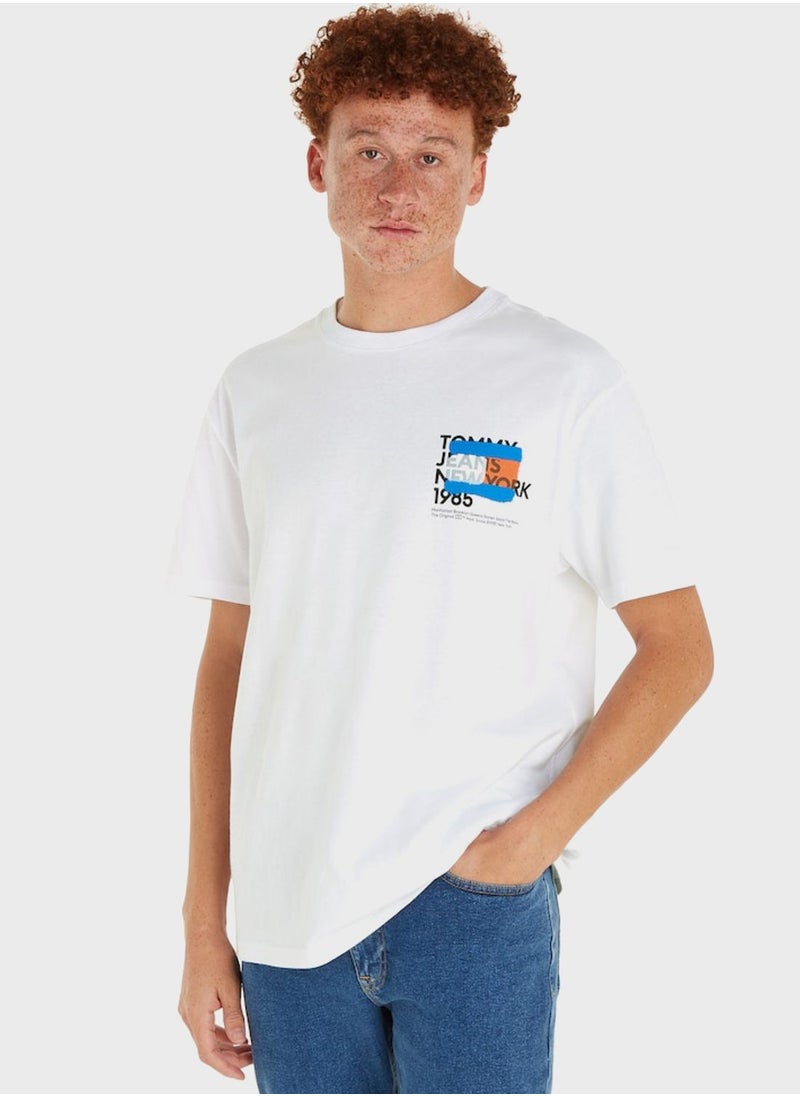 TOMMY JEANS - Graffiti Flag Crew Neck T-Shirt - Image 1
