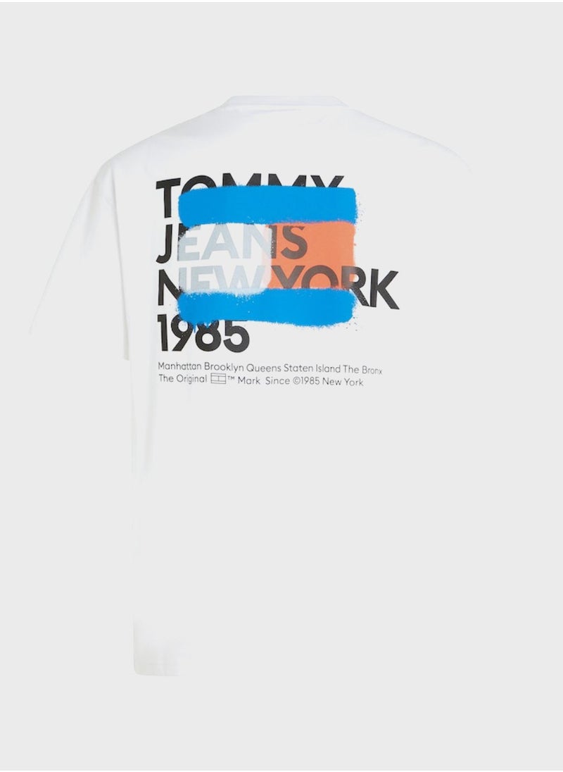 TOMMY JEANS - Graffiti Flag Crew Neck T-Shirt - Image 1