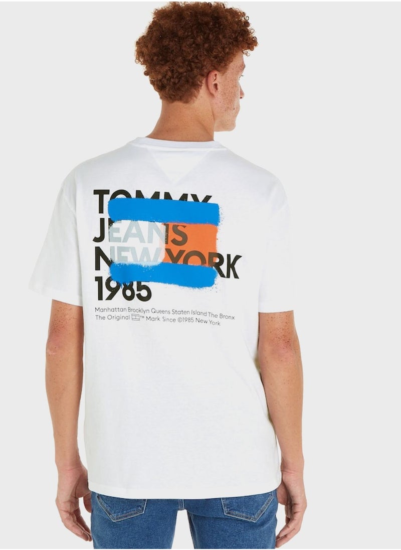 TOMMY JEANS - Graffiti Flag Crew Neck T-Shirt - Image 1