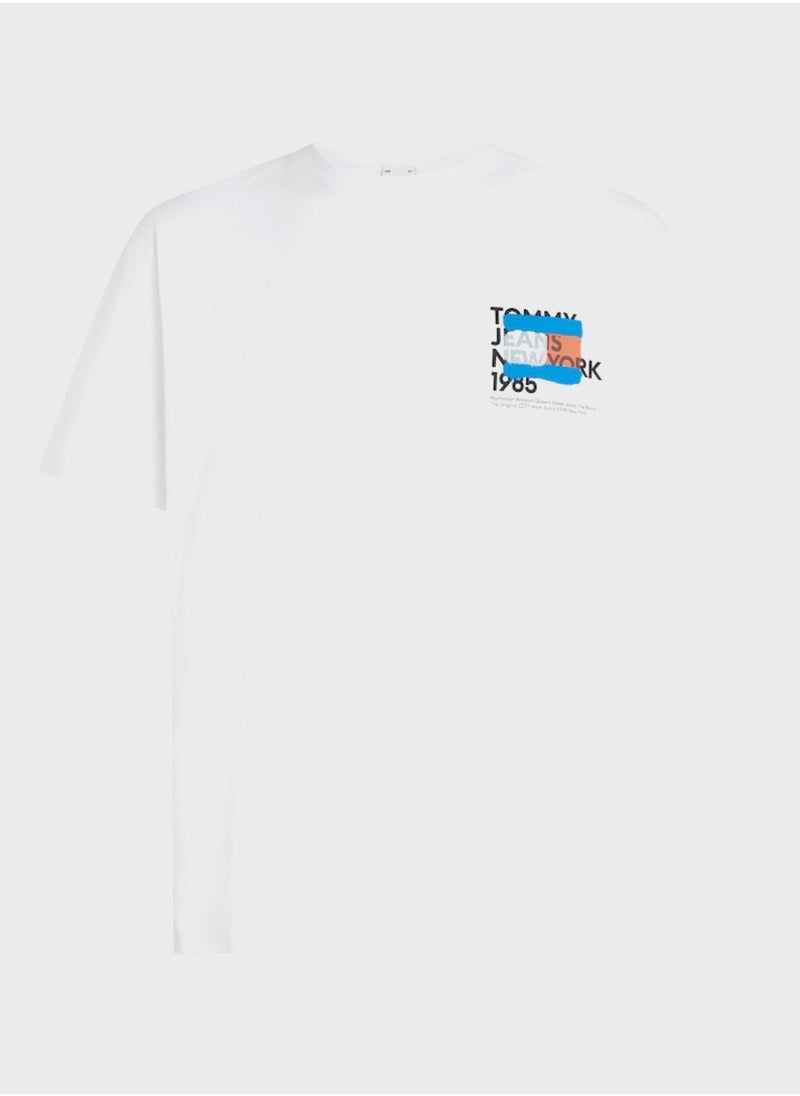 TOMMY JEANS - Graffiti Flag Crew Neck T-Shirt - Image 1