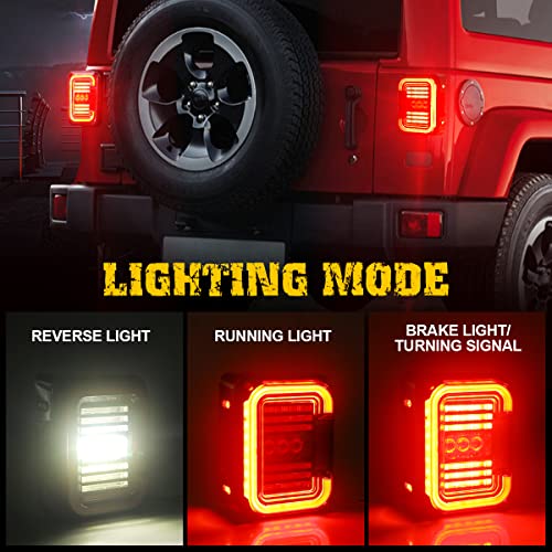 AUDEXEN LED Tail Lights Compatible with Jeep Wrangler JK JKU 2007-2018, Unique C Shaped Design Smoked Lens, 20W Reverse Lights, Built-in EMC, DOT Compliant, 2 PCS - Image 2