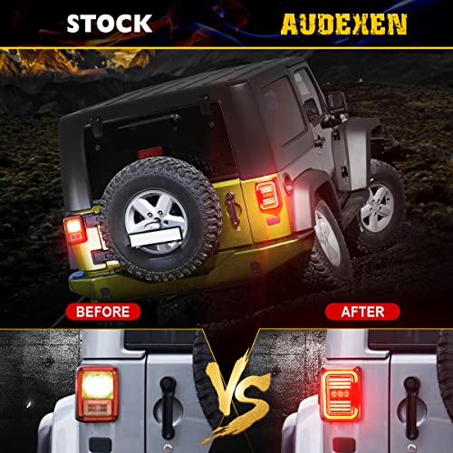 AUDEXEN LED Tail Lights Compatible with Jeep Wrangler JK JKU 2007-2018, Unique C Shaped Design Smoked Lens, 20W Reverse Lights, Built-in EMC, DOT Compliant, 2 PCS - Image 3