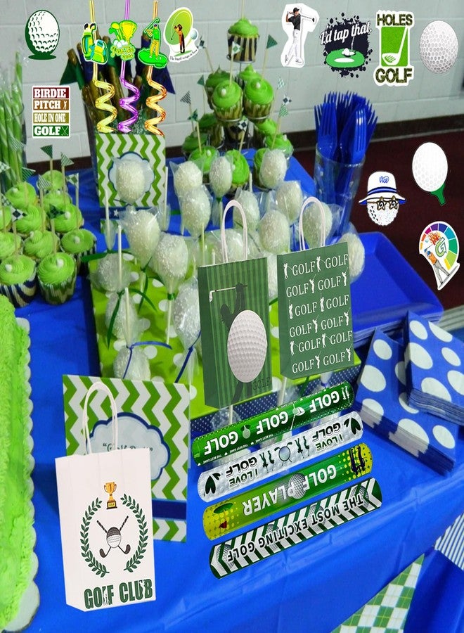 Meaxur 110 Pcs Golf Party Favor Set Includes Golf Theme Slap Bracelet Golf Drinking Straws Golf Ball Keychain Golf Gift Bags Golf Stickers for Golf Goodies Bags Filler Golf Birthday Party Decorations - Image 5