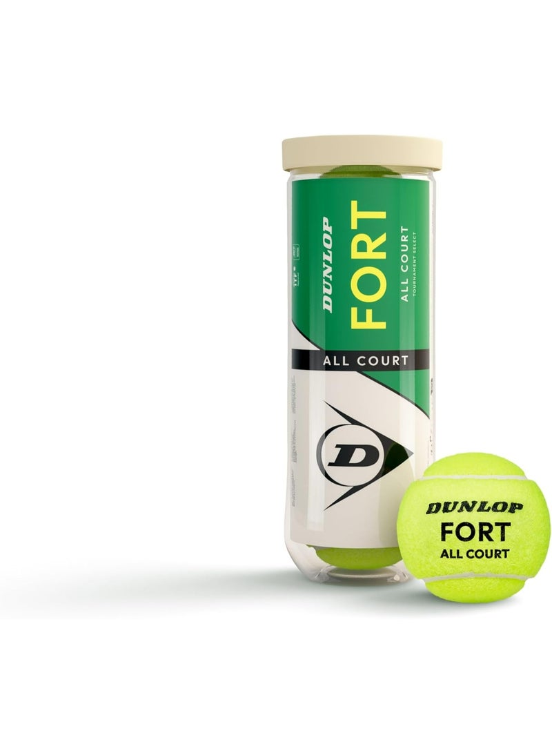 DUNLOP Fort All Court TS Tennis Balls – Pack of 3, Fluoro Felt, Moisture-Resistant, for Clay, Hard, and Grass Courts – Professional Quality Tennis Balls for Training and Tournaments - Image 1