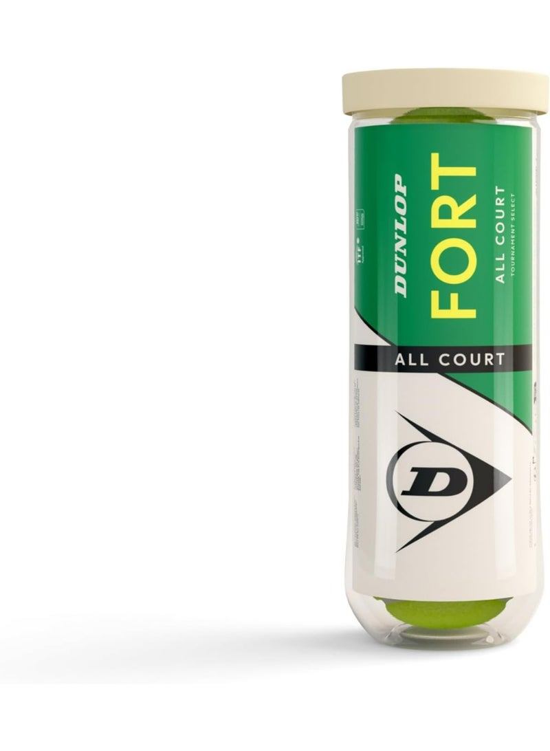 DUNLOP Fort All Court TS Tennis Balls – Pack of 3, Fluoro Felt, Moisture-Resistant, for Clay, Hard, and Grass Courts – Professional Quality Tennis Balls for Training and Tournaments - Image 2