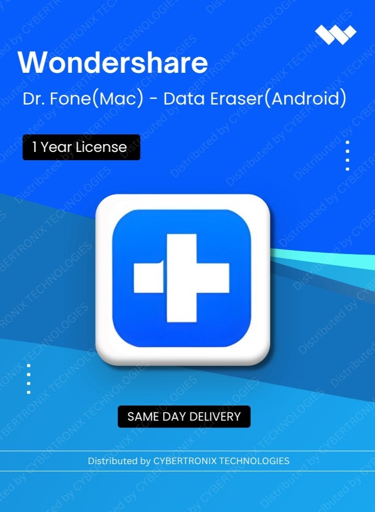 Wondershare Dr.Fone (ماك) - أداة مسح البيانات (أندرويد) | 1 سنة | ترخيص رقمي | توصيل في نفس اليوم