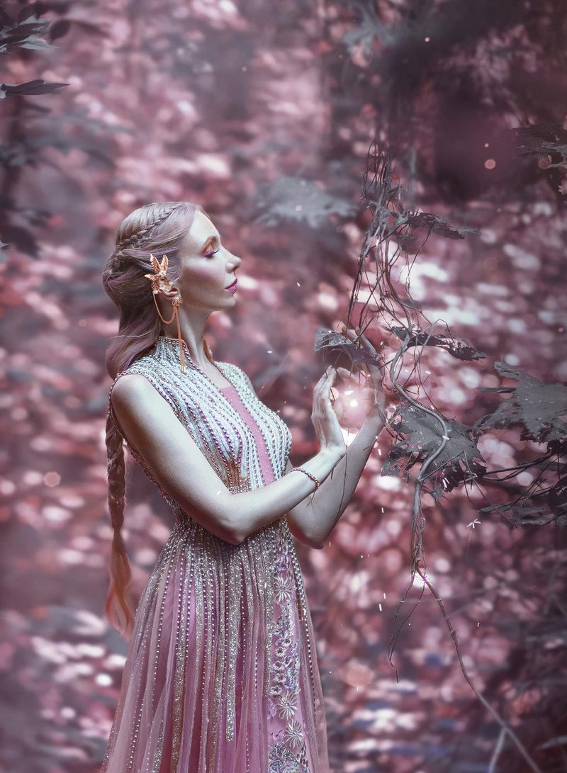 SYOSI Fairy Wing Ear Cuffs for Women, Handmade Butterfly Wing Earrings Pearls and Tassel Handmade Earrings Dragonfly Wings Pearls Jewelry Elegant Tassel Earrings Stylish Fairy Wing Ear Cuffs for Women Girls - Image 2