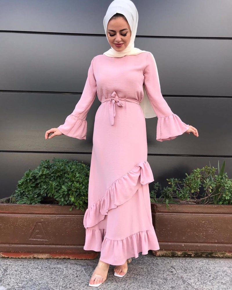 Yiduo Chiffon Patchwork Pleated Long Dress Prayer Dress Malay Dress 21003 Long-Sleeved Muslim New Style - Image 5