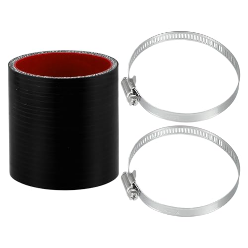 X AUTOHAUX Straight Coupler Silicone Hose 256 ID 299 Length 0 Degree Universal Car Silicone Hose Coolant Hose 4Ply 5mm Thickness Air IntakeTurboIntercooler Piping Tube Black Red 1 Set - Image 1