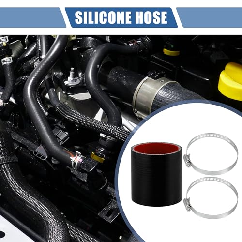 X AUTOHAUX Straight Coupler Silicone Hose 256 ID 299 Length 0 Degree Universal Car Silicone Hose Coolant Hose 4Ply 5mm Thickness Air IntakeTurboIntercooler Piping Tube Black Red 1 Set - Image 3
