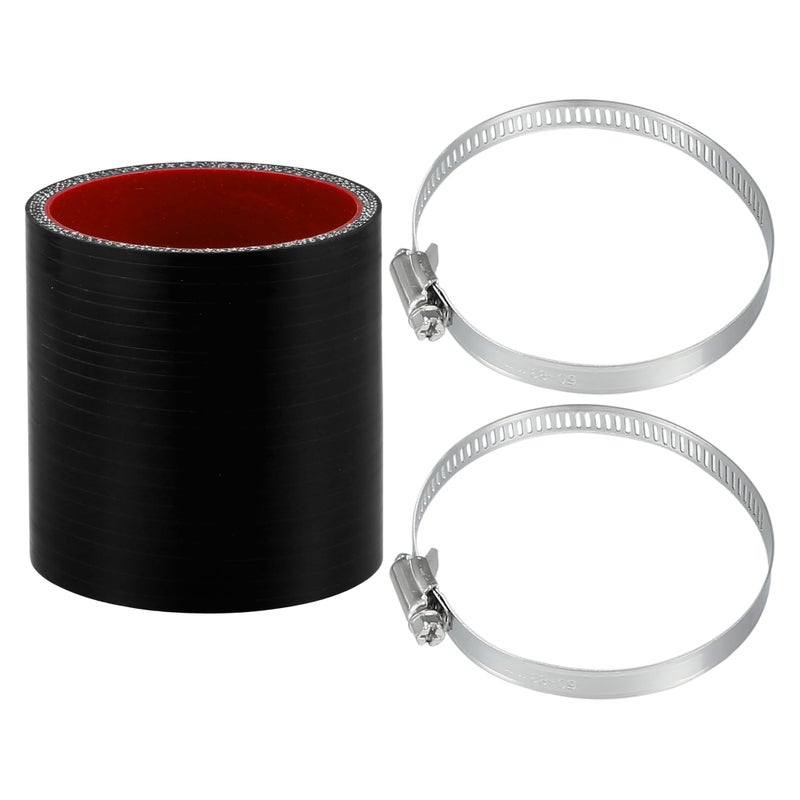 X AUTOHAUX Straight Coupler Silicone Hose 256 ID 299 Length 0 Degree Universal Car Silicone Hose Coolant Hose 4Ply 5mm Thickness Air IntakeTurboIntercooler Piping Tube Black Red 1 Set - Image 2