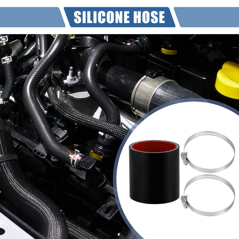 X AUTOHAUX Straight Coupler Silicone Hose 256 ID 299 Length 0 Degree Universal Car Silicone Hose Coolant Hose 4Ply 5mm Thickness Air IntakeTurboIntercooler Piping Tube Black Red 1 Set - Image 4