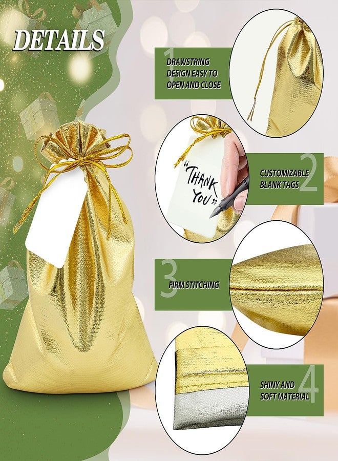 DOYIDE 50Pcs Gold Drawstring Gift Bags, 7x9in Jewelry Bags Drawstring Pouches, Shiny Wedding Party Favor Bags, Sachet Bags Empty for Birthday Party Christmas Baby Shower Candy Favors - Image 3
