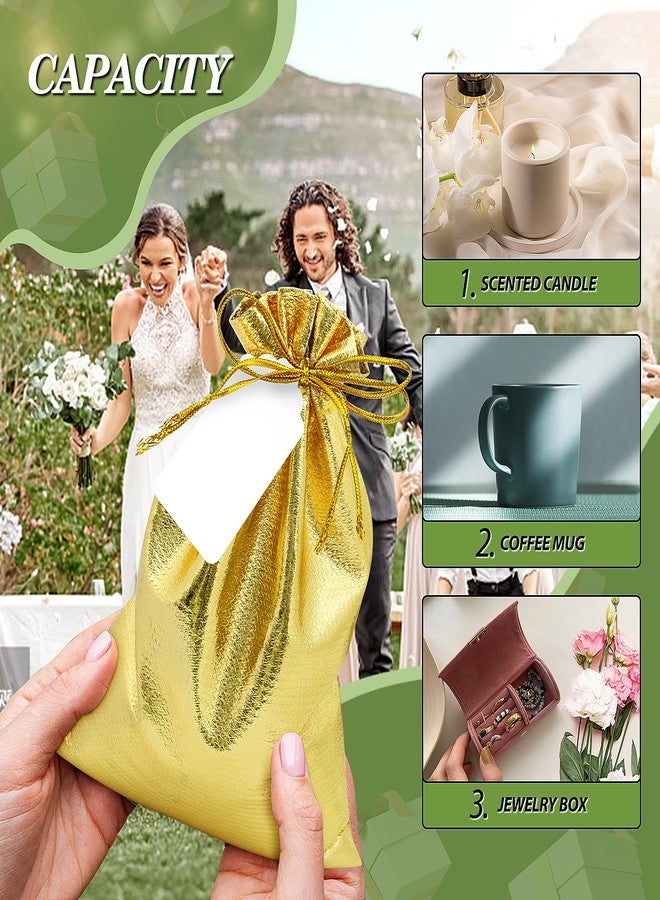 DOYIDE 50Pcs Gold Drawstring Gift Bags, 7x9in Jewelry Bags Drawstring Pouches, Shiny Wedding Party Favor Bags, Sachet Bags Empty for Birthday Party Christmas Baby Shower Candy Favors - Image 4