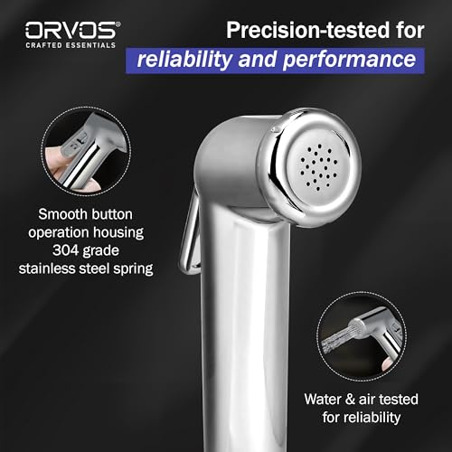 Orvos Health Faucet, Thick Styled, ABS Outer Body with Brass Pin Inside, with 1 to 1.2 Meter Extendable SS 304 Shower Hose and Wall Hook, Jet Spray for high end Luxury Toilets - Image 4