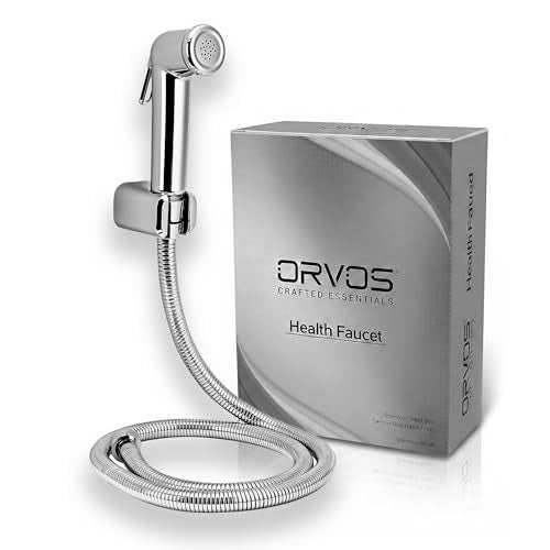 Orvos Health Faucet, Thick Styled, ABS Outer Body with Brass Pin Inside, with 1 to 1.2 Meter Extendable SS 304 Shower Hose and Wall Hook, Jet Spray for high end Luxury Toilets - Image 1