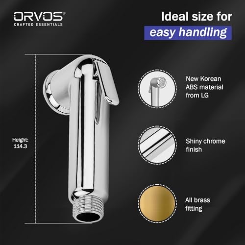 Orvos Health Faucet, Thick Styled, ABS Outer Body with Brass Pin Inside, with 1 to 1.2 Meter Extendable SS 304 Shower Hose and Wall Hook, Jet Spray for high end Luxury Toilets - Image 3