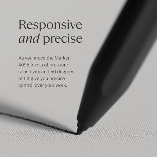 reMarkable Marker Plus – The Official 2 Pen with Eraser | 9 Felt Replacement Tips | Tilt Sensitivity and 4096 Levels of Pressure Sensitivity - Image 2