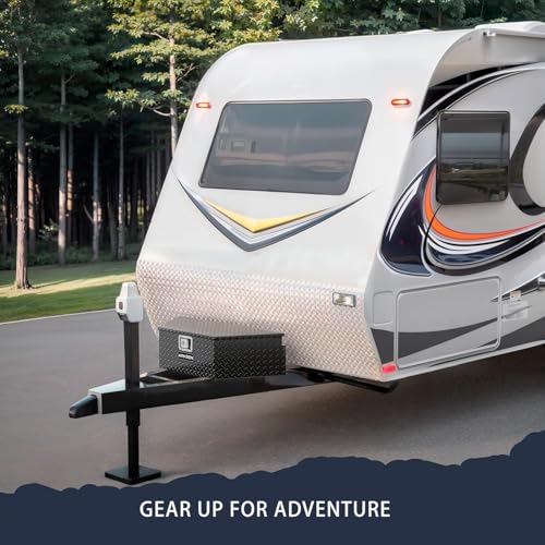 ARKSEN 39 Inch Aluminum Diamond Plate Trailer Tongue Box,Waterproof Under Truck Tool Box for Pick Up Truck Bed, RV Trailer, ATV with Lock and Keys - Black - Image 2