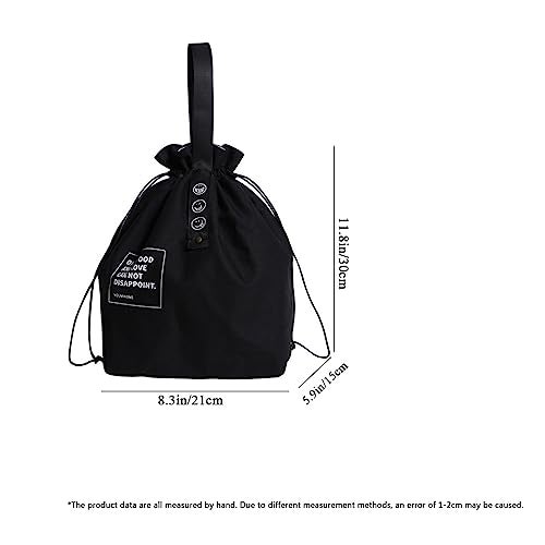 XINSHUN Canvas Drawstring Lunch Bag Insulated Lunch Tote Japanese Style Bento Tote Bag Reusable Lunch Bag Insulated Handbag Tote bag with Handle and Drawstring Closure for Women Work Picnic or Travel(BLACK) - Image 4