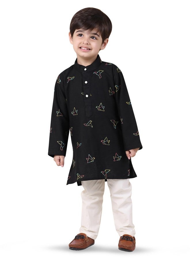 POLKA TOTS Boys Cotton Kurta Pajama Set | Printed Full Sleeve Kids Ethnic Outfit for Festivals, Weddings & Parties (Origami Print, 0-3 M) - Image 1