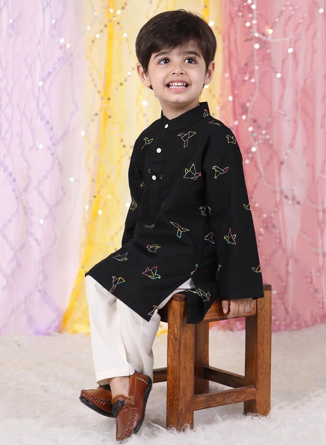 POLKA TOTS Boys Cotton Kurta Pajama Set | Printed Full Sleeve Kids Ethnic Outfit for Festivals, Weddings & Parties (Origami Print, 0-3 M) - Image 5