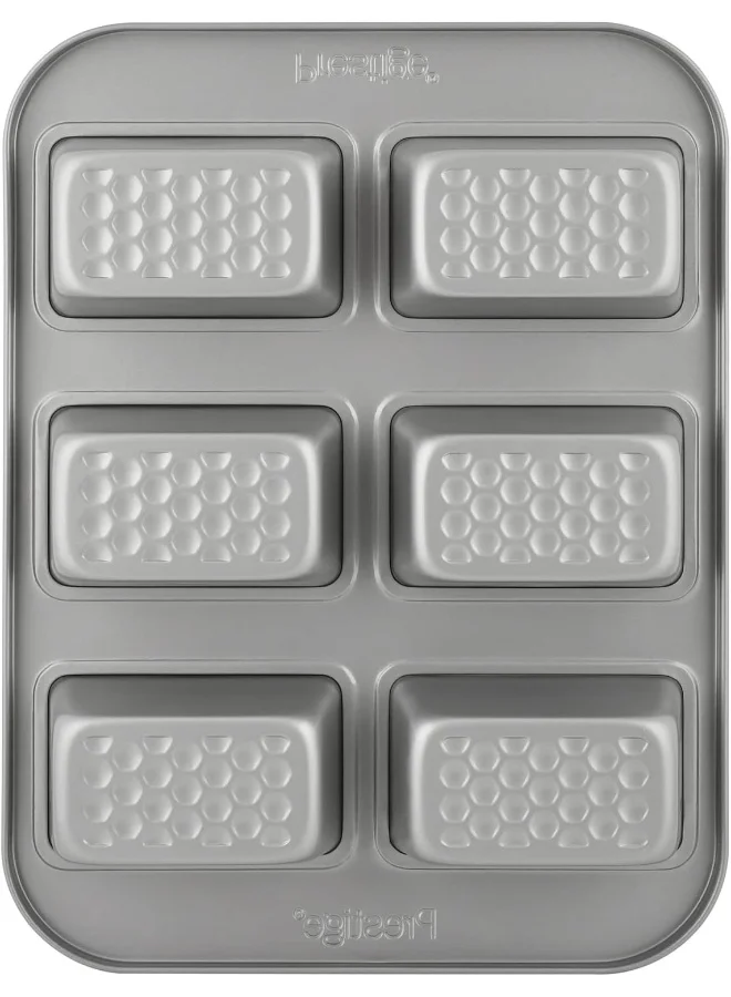 Prestige Prestige Bakemaster Mini Loaf Pan 6 Cup Pr51304, Grey, Carbon Steel Chrome 34.6x26.2x4.6cm