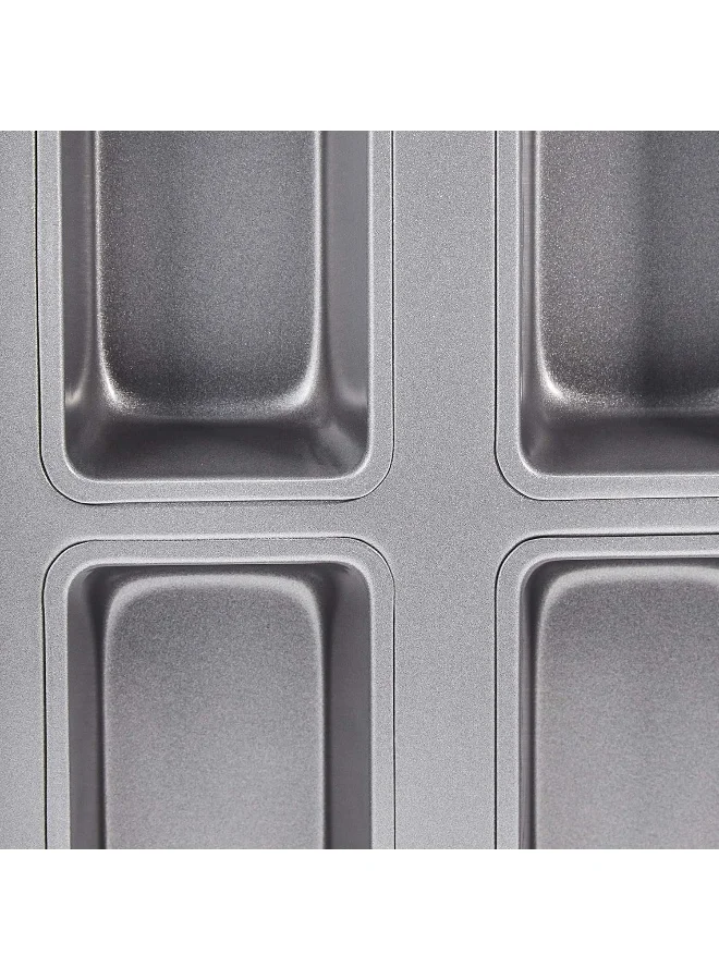 Prestige Prestige Bakemaster Mini Loaf Pan 6 Cup Pr51304, Grey, Carbon Steel Chrome 34.6x26.2x4.6cm