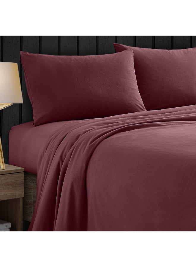 Lavish Touch Thread Count - 100% Cotton Double Brushed Flannel Sheet Set - 170 GSM Heavyweight, Deep Pockets, Pre-Shrunk & Anti-Pill, All Around Elastic – Full - Wine - Image 2
