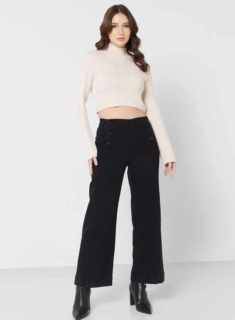 VERO MODA High Neck Crop Sweater