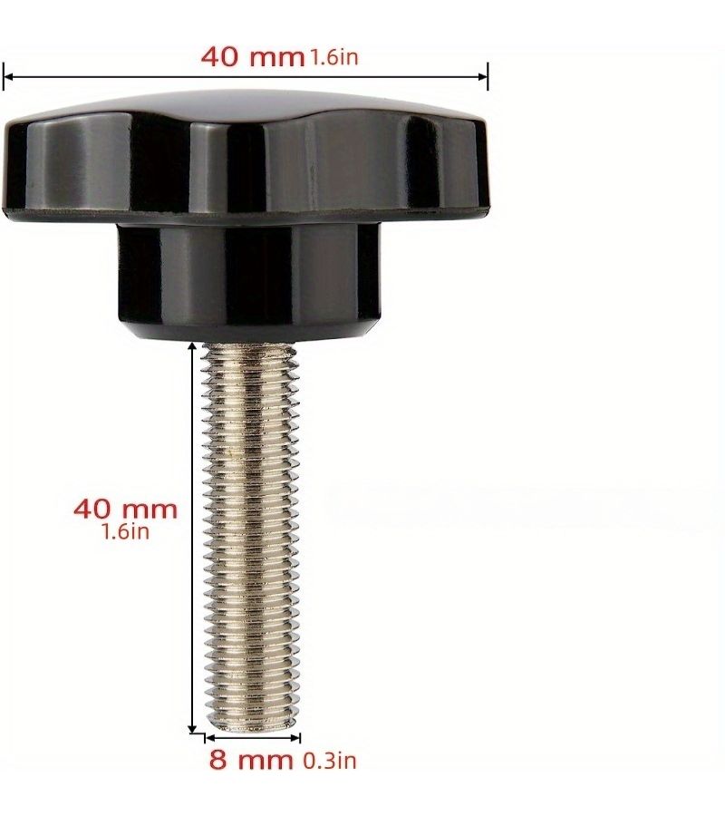 مجموعة من 6 مقابض على شكل نجمة لربط البراغي M8 × 40 مم، أدوات تثبيت براغي للأدوات الآلية، للاستخدام اليدوي - Image 1