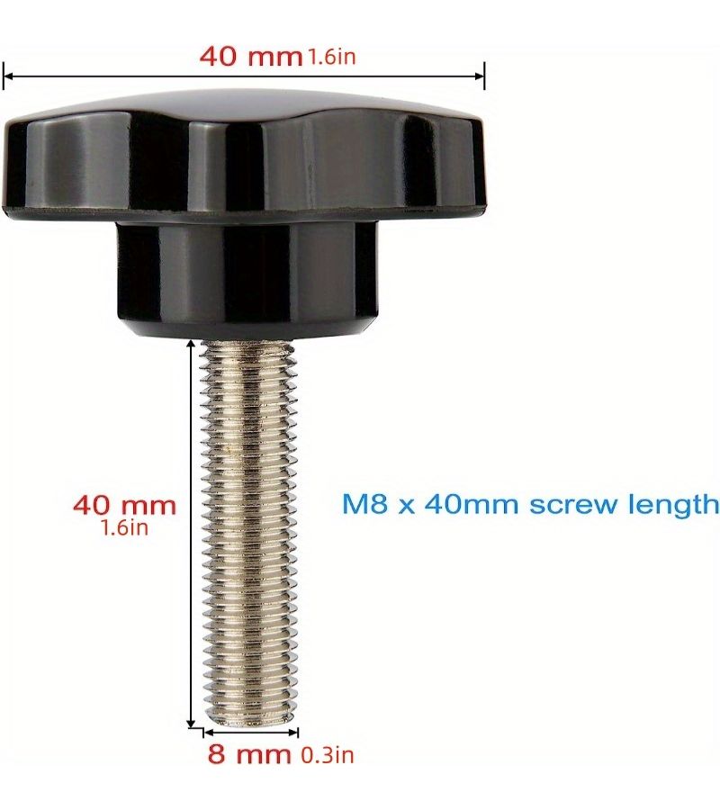 مجموعة من 6 مقابض على شكل نجمة لربط البراغي M8 × 40 مم، أدوات تثبيت براغي للأدوات الآلية، للاستخدام اليدوي - Image 5