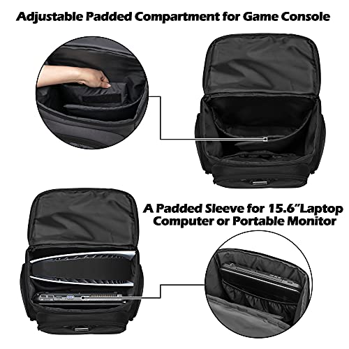Trunab Gaming Console Backpack Compatible with Playstation 5 / PS5 Slim / PS4 / Xbox One, Travel Carrying Bag with Multiple Pockets for 15.6” Laptop and Gaming Accessories - Image 3